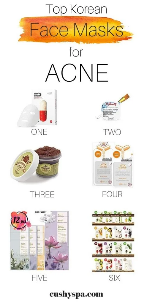 Top korean face masks for acne with products infographic