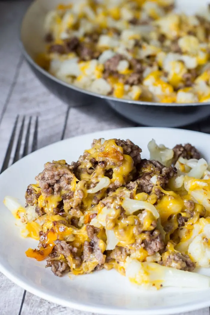 Cauliflower and Ground Beef Hash