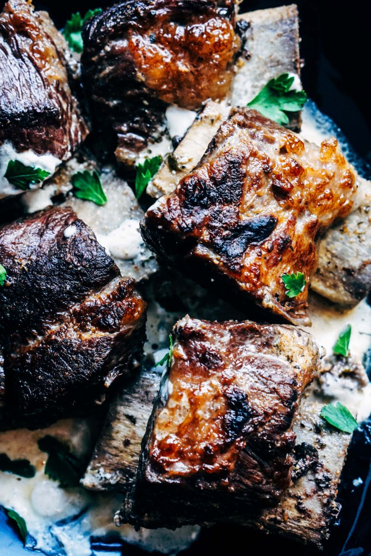 Beef Short Ribs with Creamy Mushroom Sauce