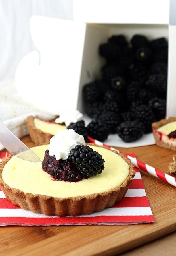 Cheesecake Tarts with Blackberry Compote