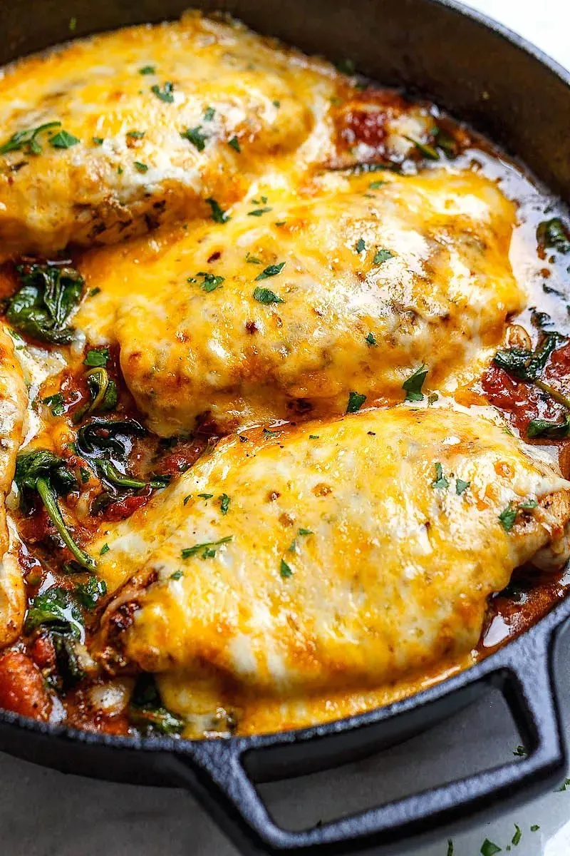 Tomato Spinach Chicken Skillet