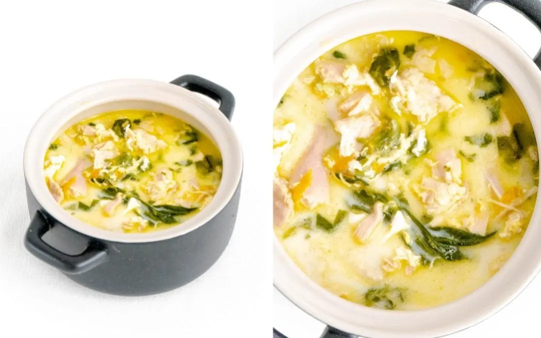Creamy Chicken Egg Drop Soup With Spinach