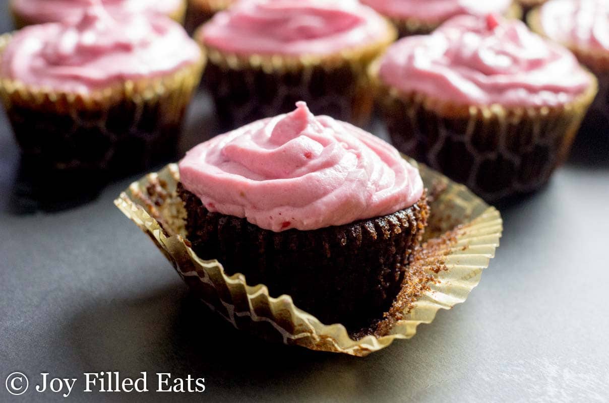 Chocolate Champagne Cupcakes with Raspberry Frosting