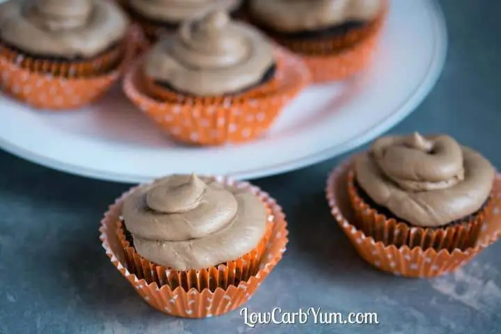 Nutella Frosting on Chocolate Low Carb Cupcakes