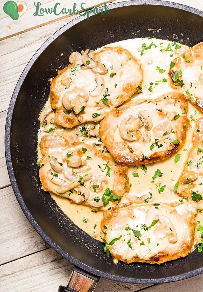 Pork Chops with Super Creamy Mushroom Sauce