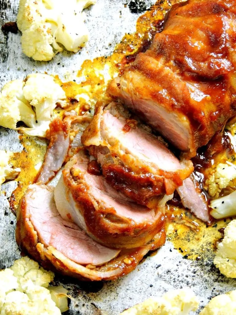 Sheet Pan Bacon Wrapped BBQ Pork Tenderloin