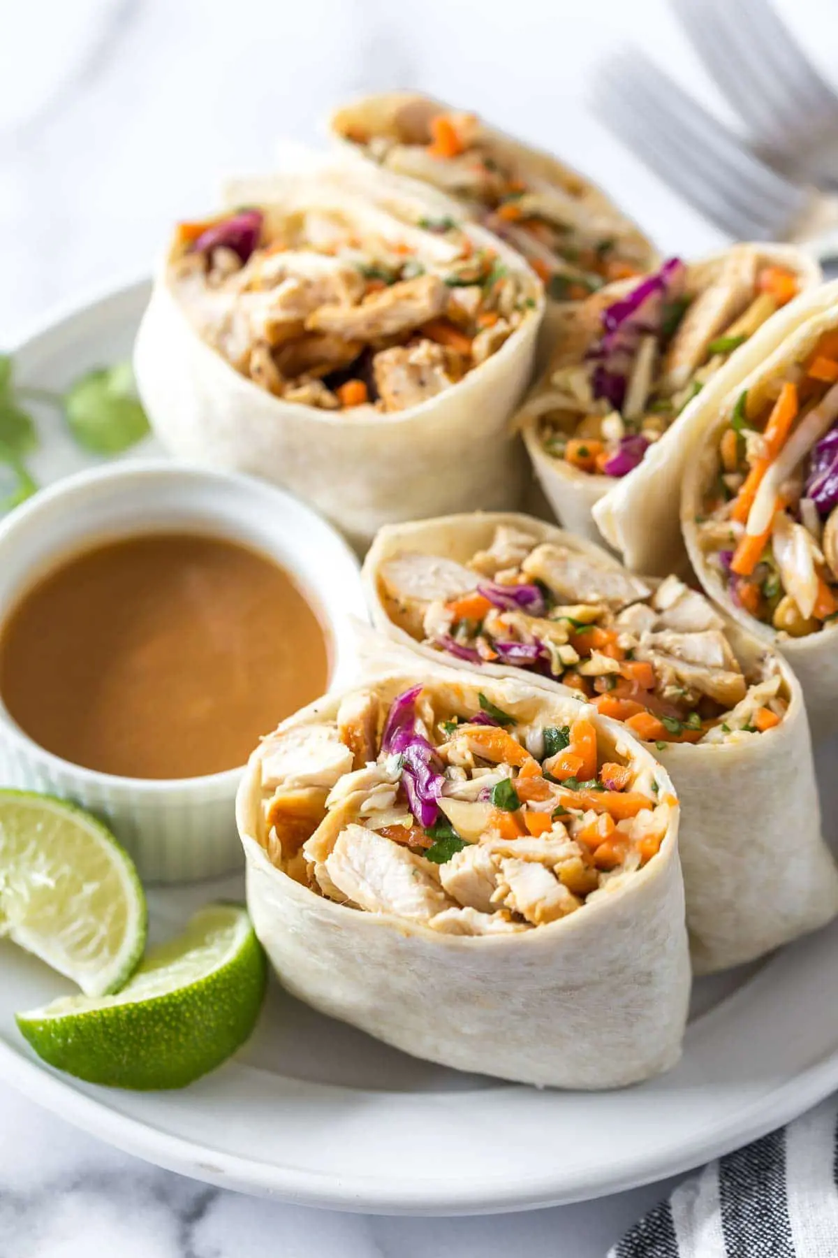 Asian Chicken Wrap Recipe with Peanut Sauce