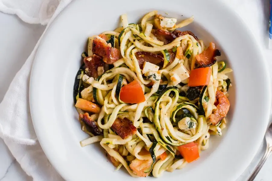 Bacon and Blue Cheese Zoodles