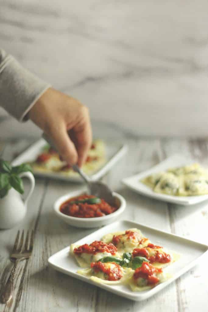 Cheesy Spinach Ravioli