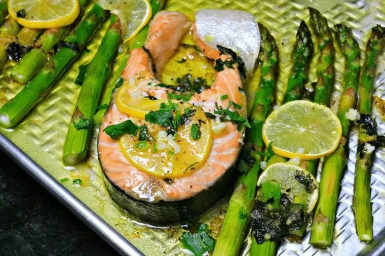 Baked Salmon Steak Sheet Pan Dinner