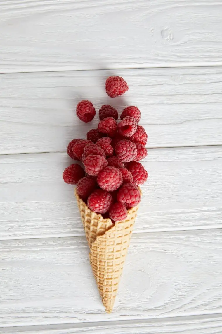 rapsberries in a cone