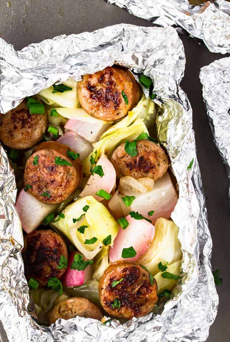 Sausage and Cabbage Foil Packs 