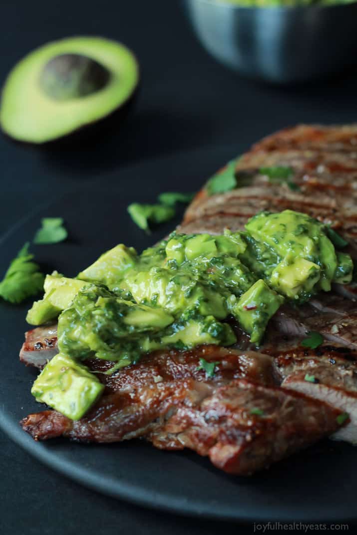 Flank Steak With Avocado Chimichurri