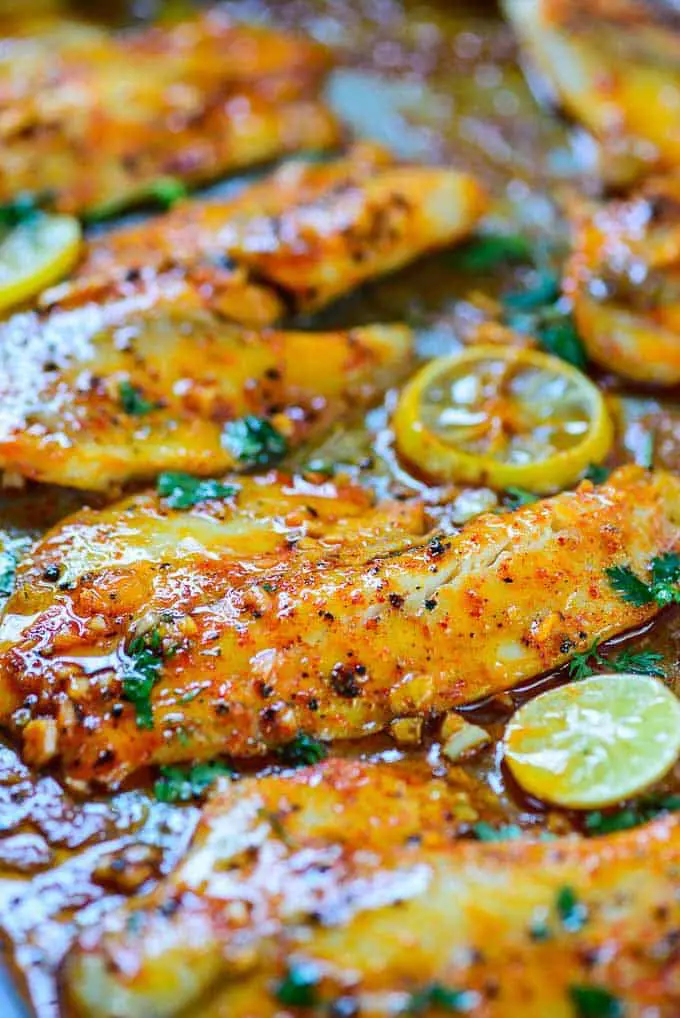 Spicy Lemon Garlic Bake Tilapia