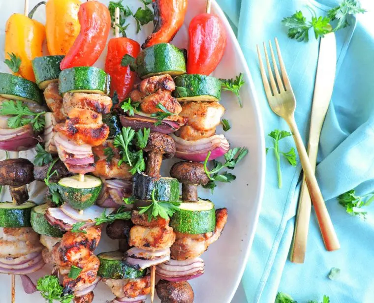 Grilled Balsamic Chicken and Veggie Kabobs