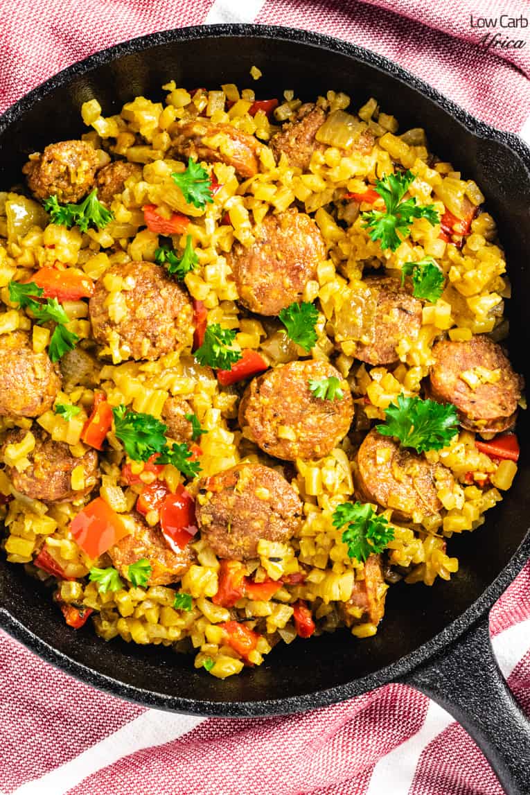 Sausage Pepper Cauliflower Rice Skillet