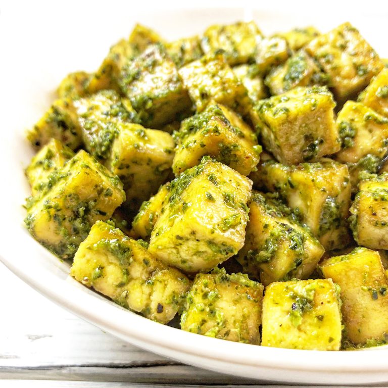 Vegan Baked Pesto Tofu Bites