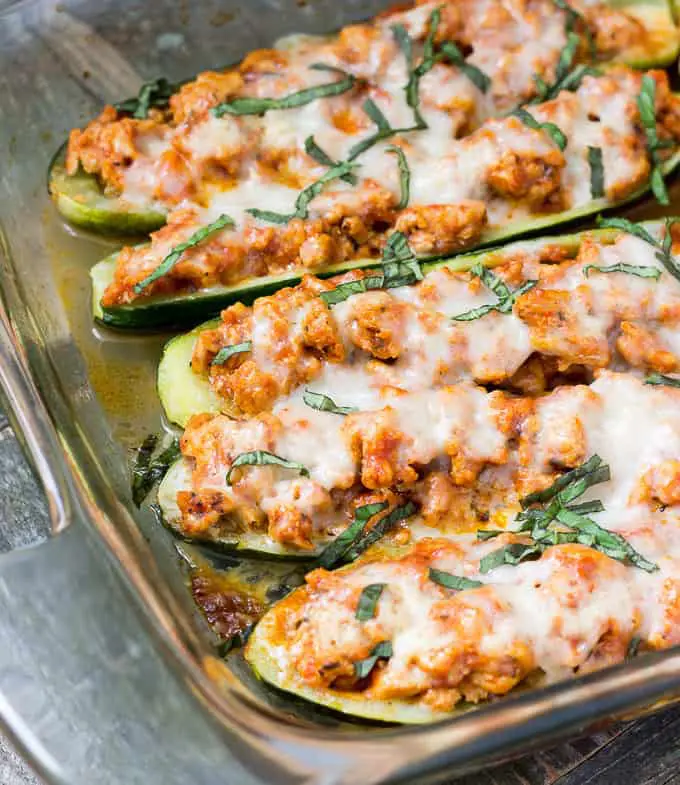 Chicken Parmesan Zucchini Boats