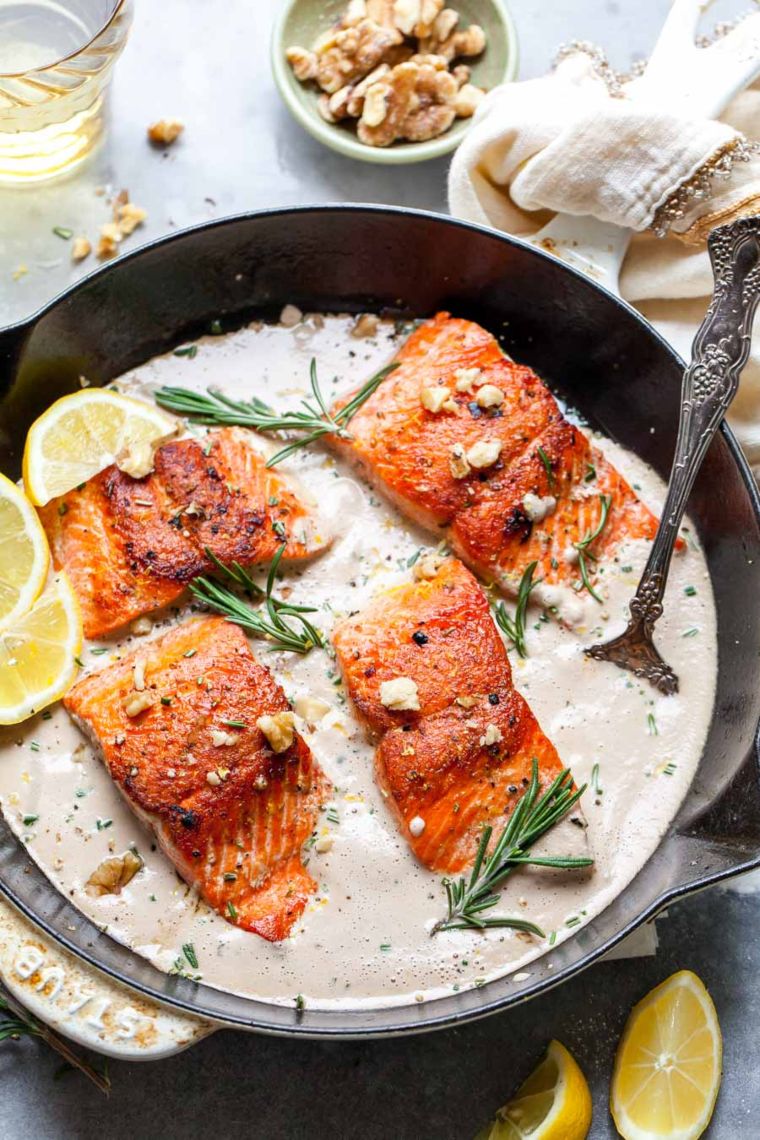 Salmon With Rosemary Walnut Sauce