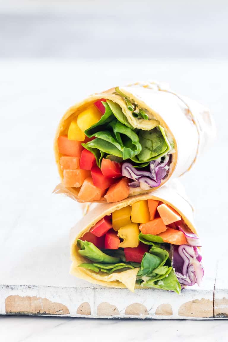 Rainbow Hummus Veggie Wrap