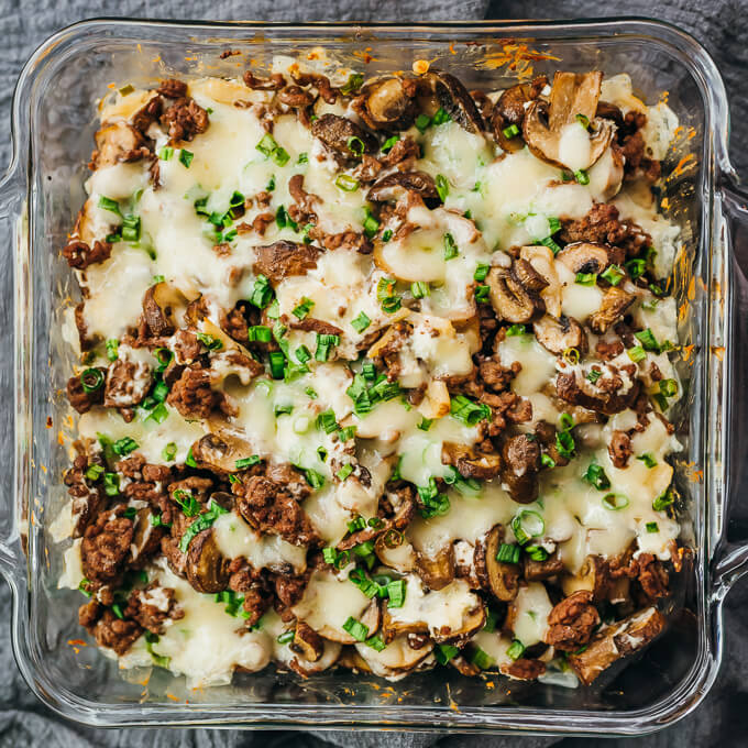 Mushroom Cheeseburger Casserole