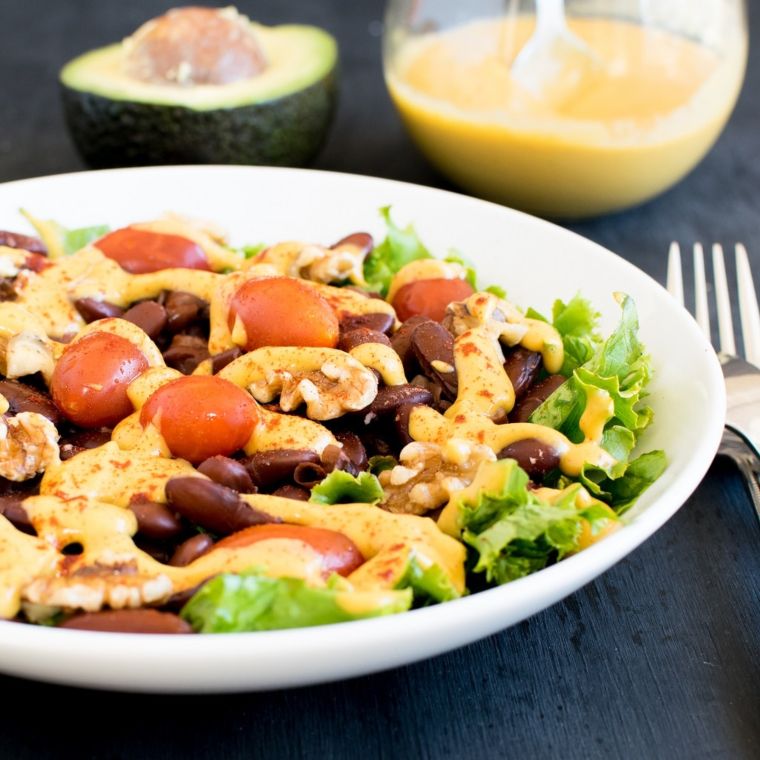 Kidney Beans Salad with Cheese Avocado Dressing