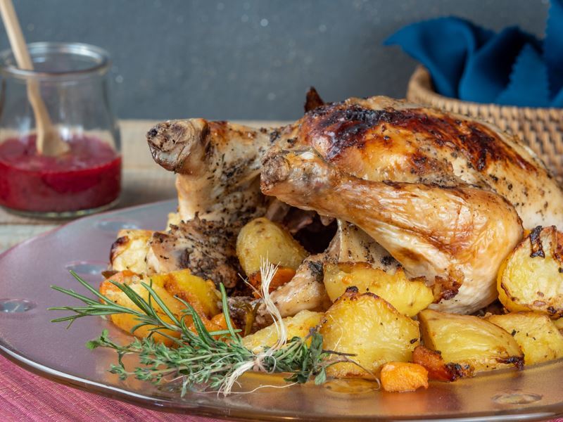 Roasted Chicken & Blackberry Gravy