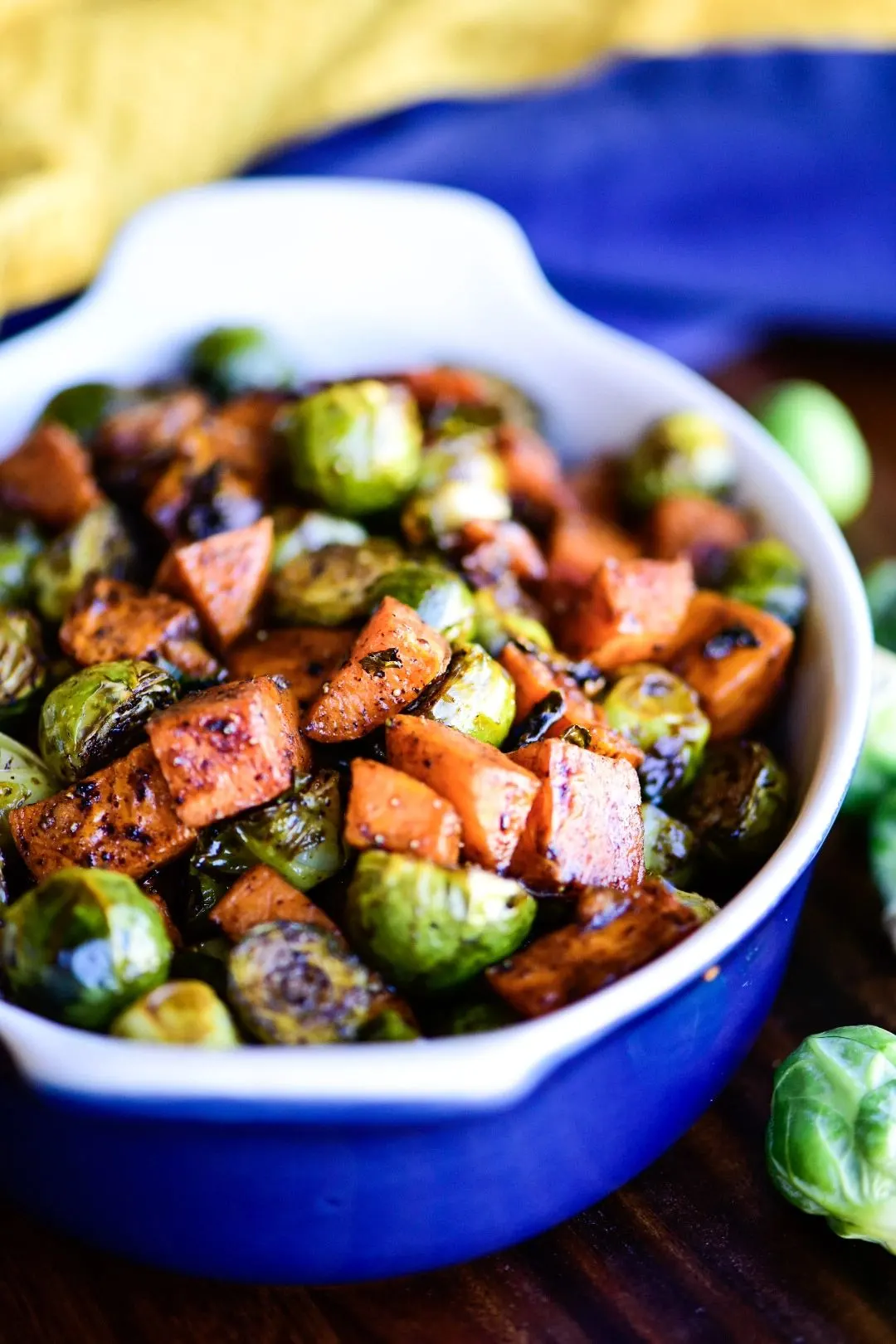 Roasted Sweet Potatoes and Brussels Sprouts