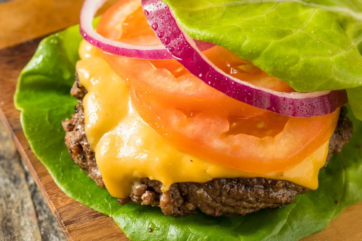 Burger with lettuce bun