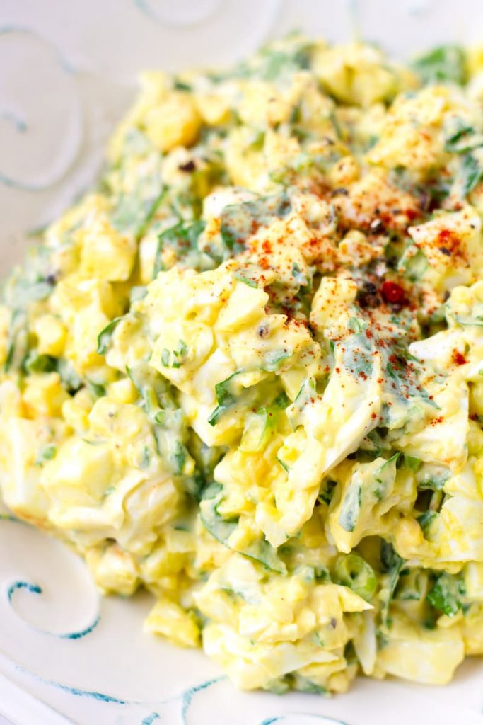 classic egg salad with spinach