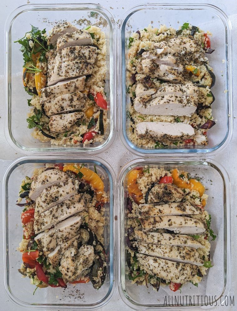 herb chicken and couscous meal prep