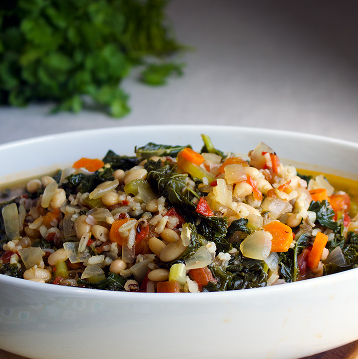 white bean, kale and wild rice soup