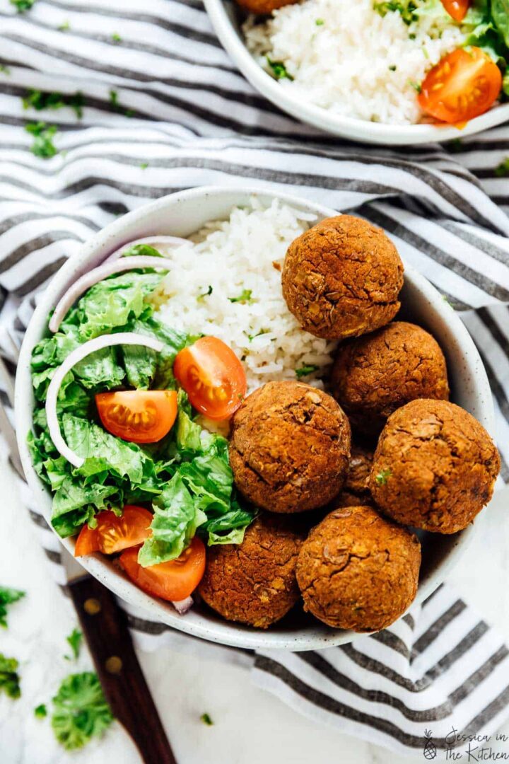 lentil balls with zesty rice