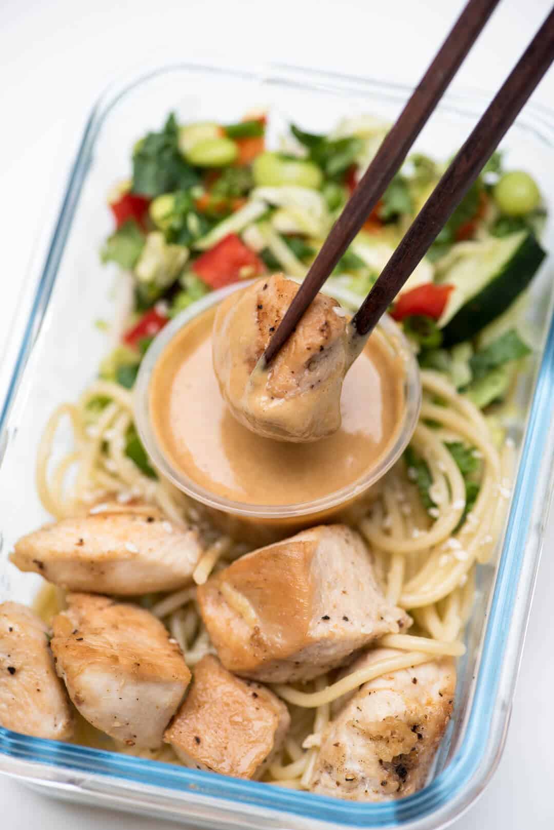 Thai peanut chicken meal prep bowl