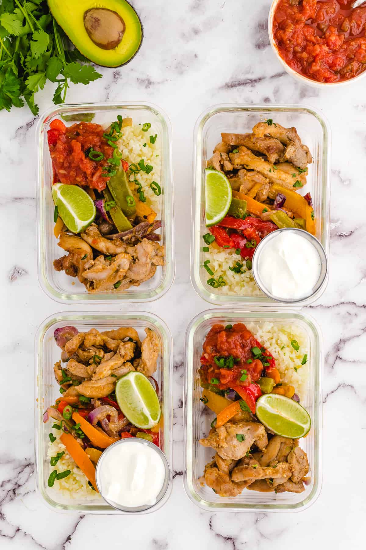 sheet pan chicken fajita meal prep