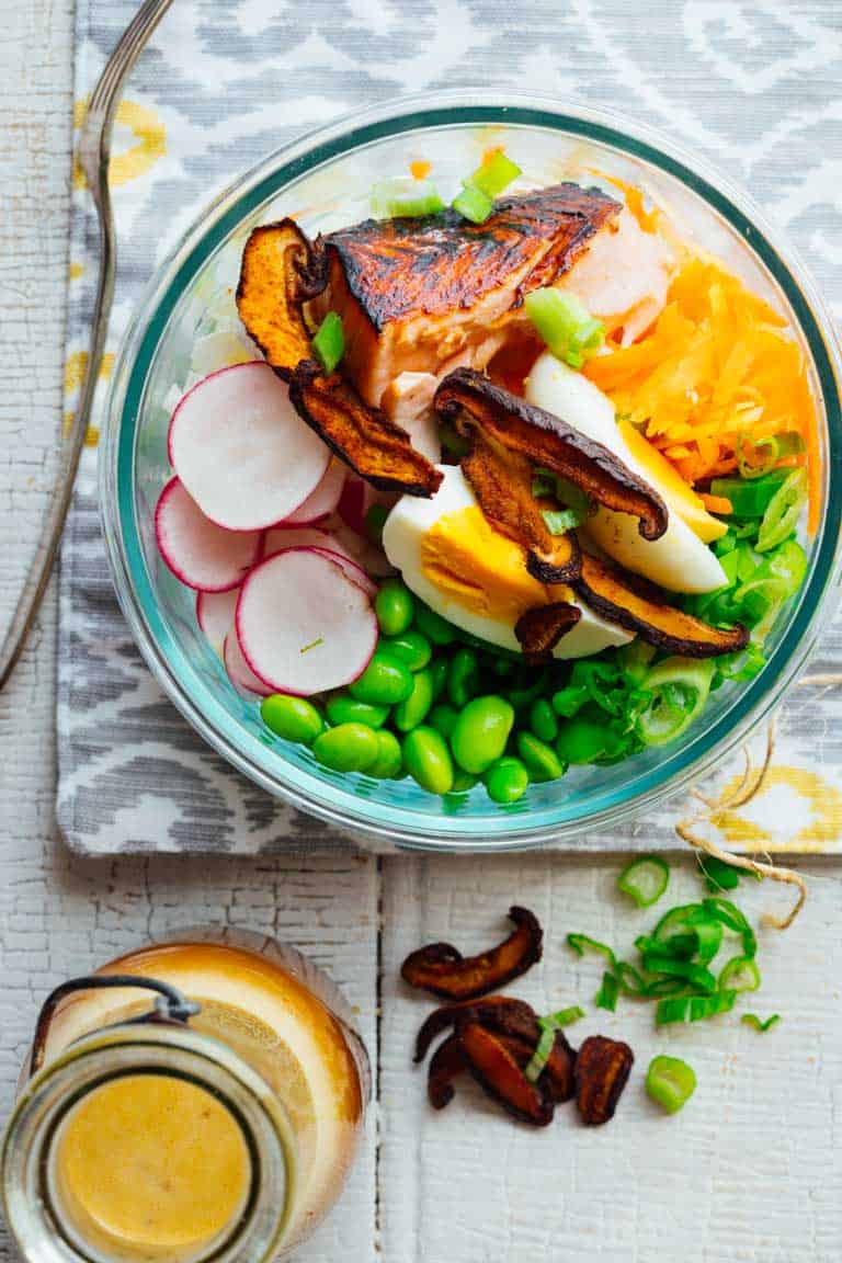 meal prep wasabi glazed salmon power salad