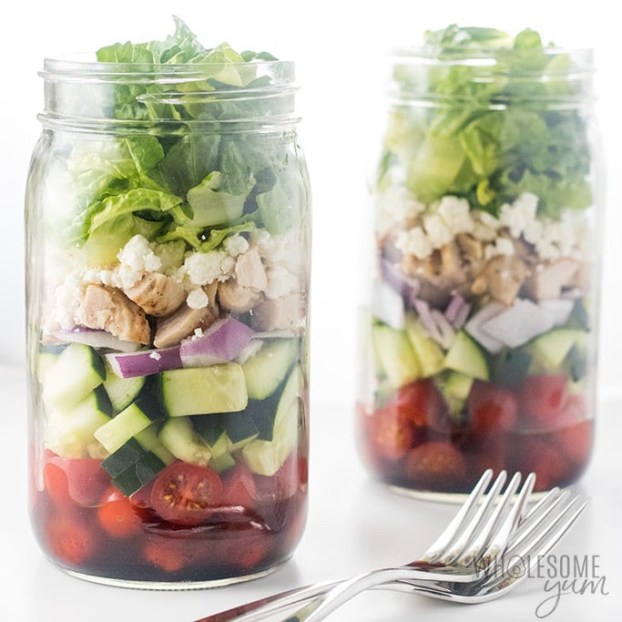 Greek mason jar salads