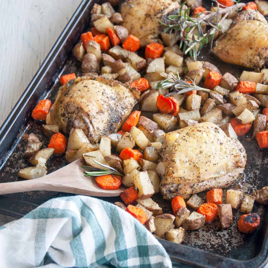 Italian chicken thighs with potatoes and carrots