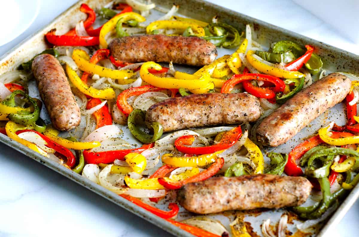 sheet pan sausage and peppers