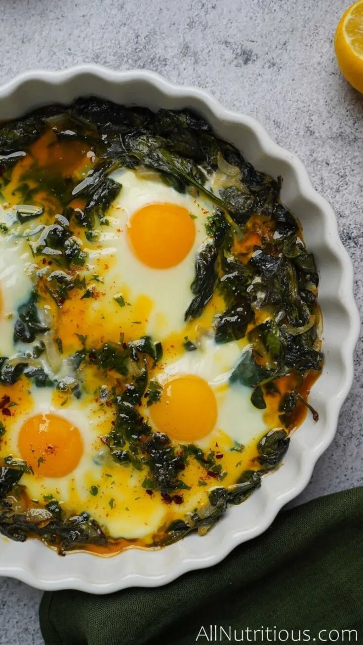 baked eggs with spinach