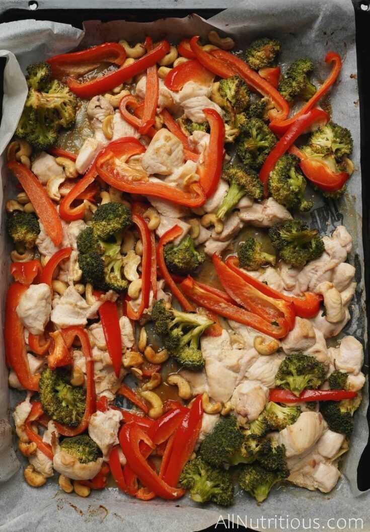 sheet pan cashew chicken