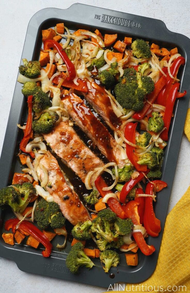 salmon sheet pan dinner with veggies