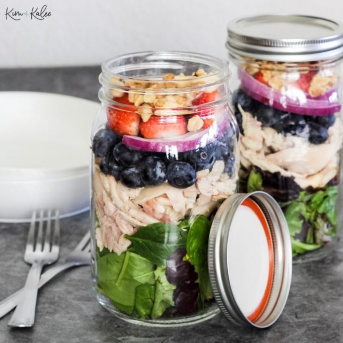 mason jar strawberry spinach salad