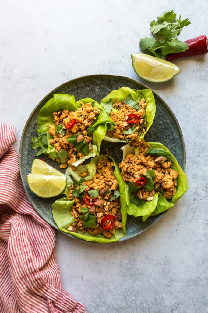 Thai basil chicken lettuce wraps