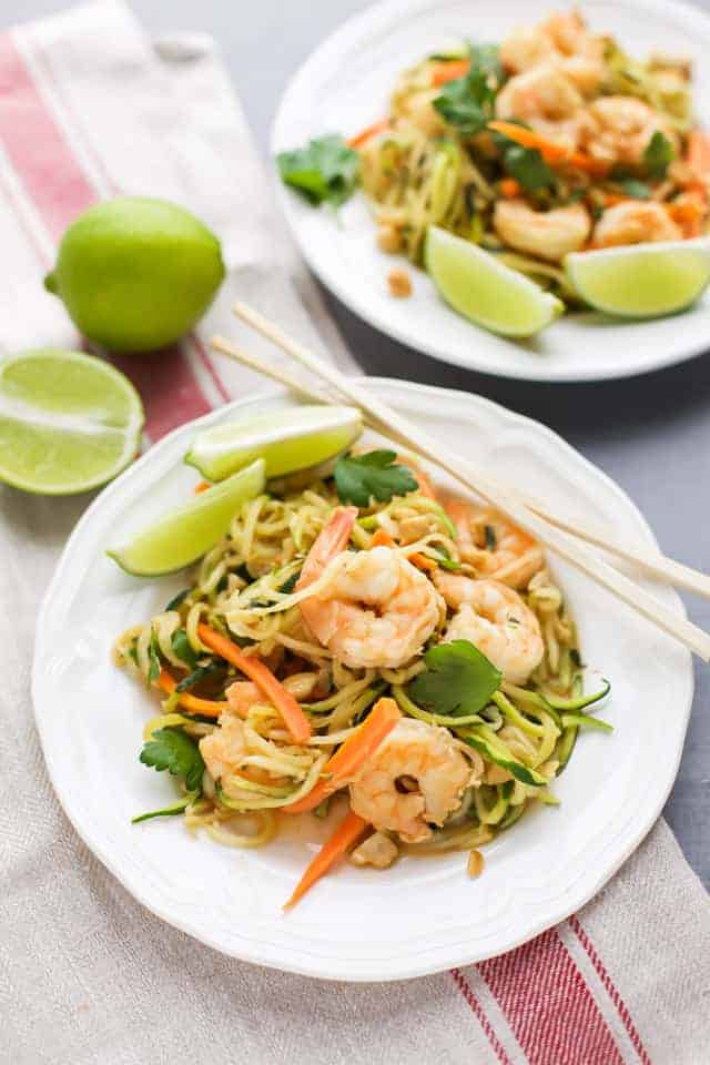 zucchini noodle with shrimp stir fry