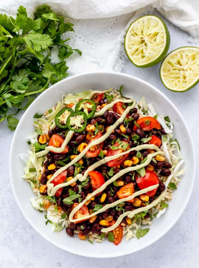 black bean brown rice bowls