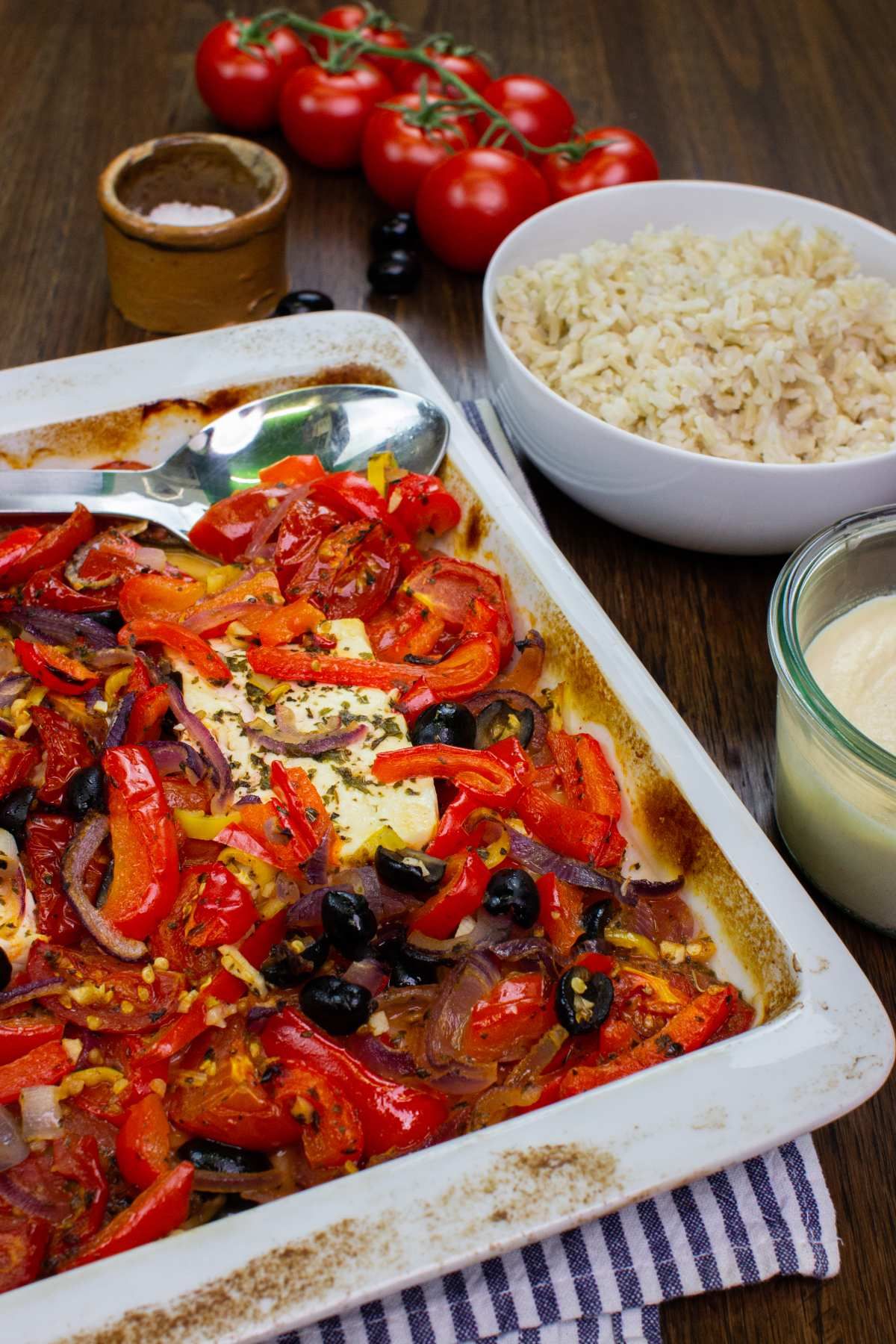 baked feta and veggie bake