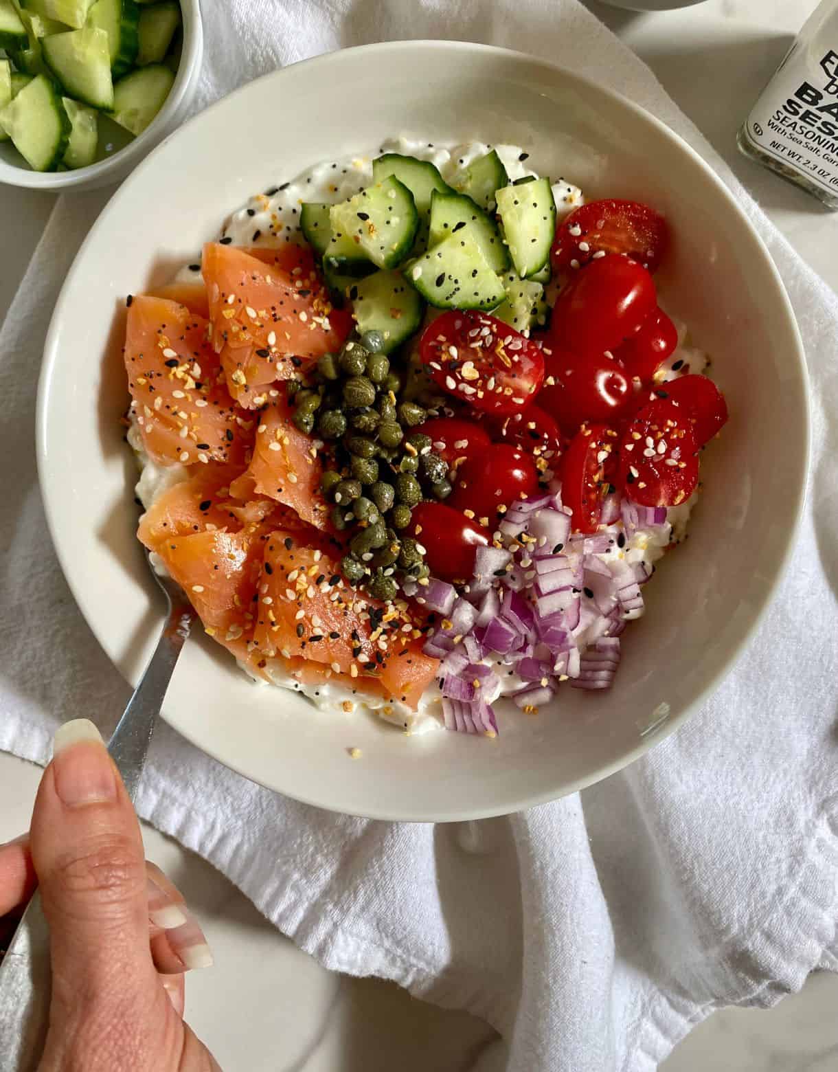 savory cottage cheese bowl