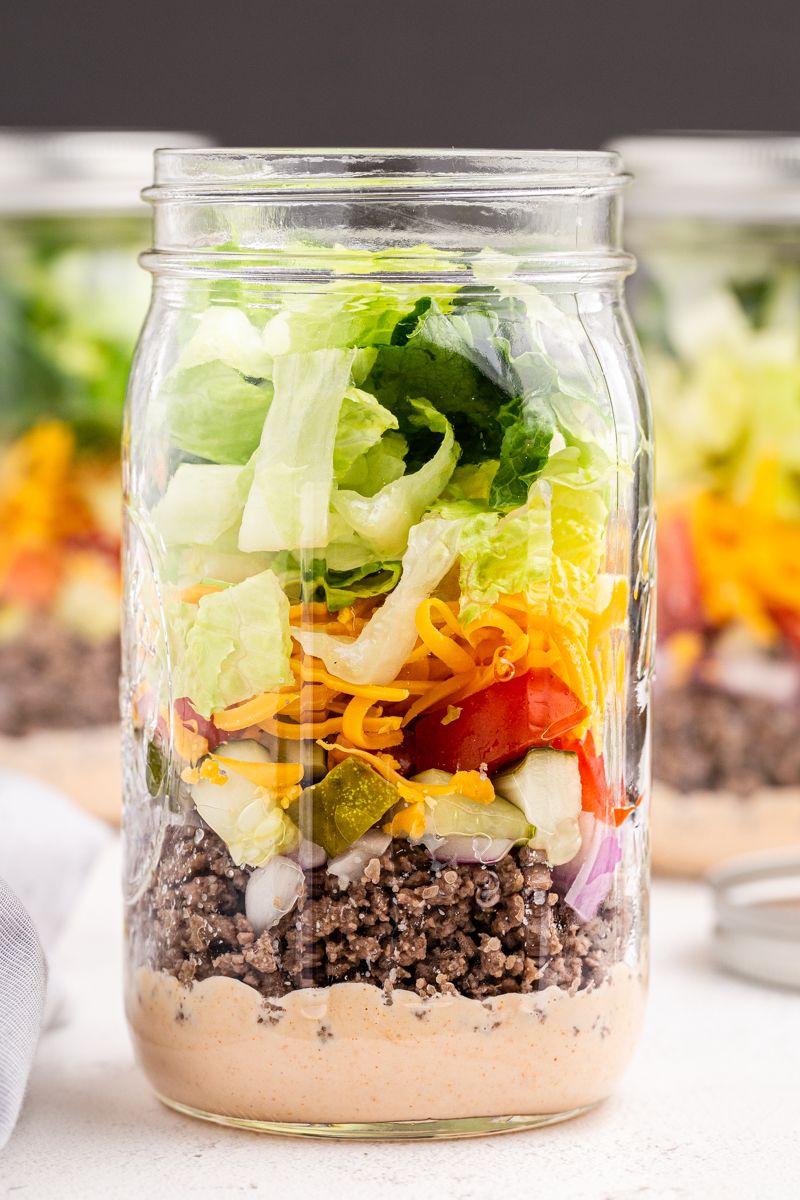 Big Mac Salad in a Jar