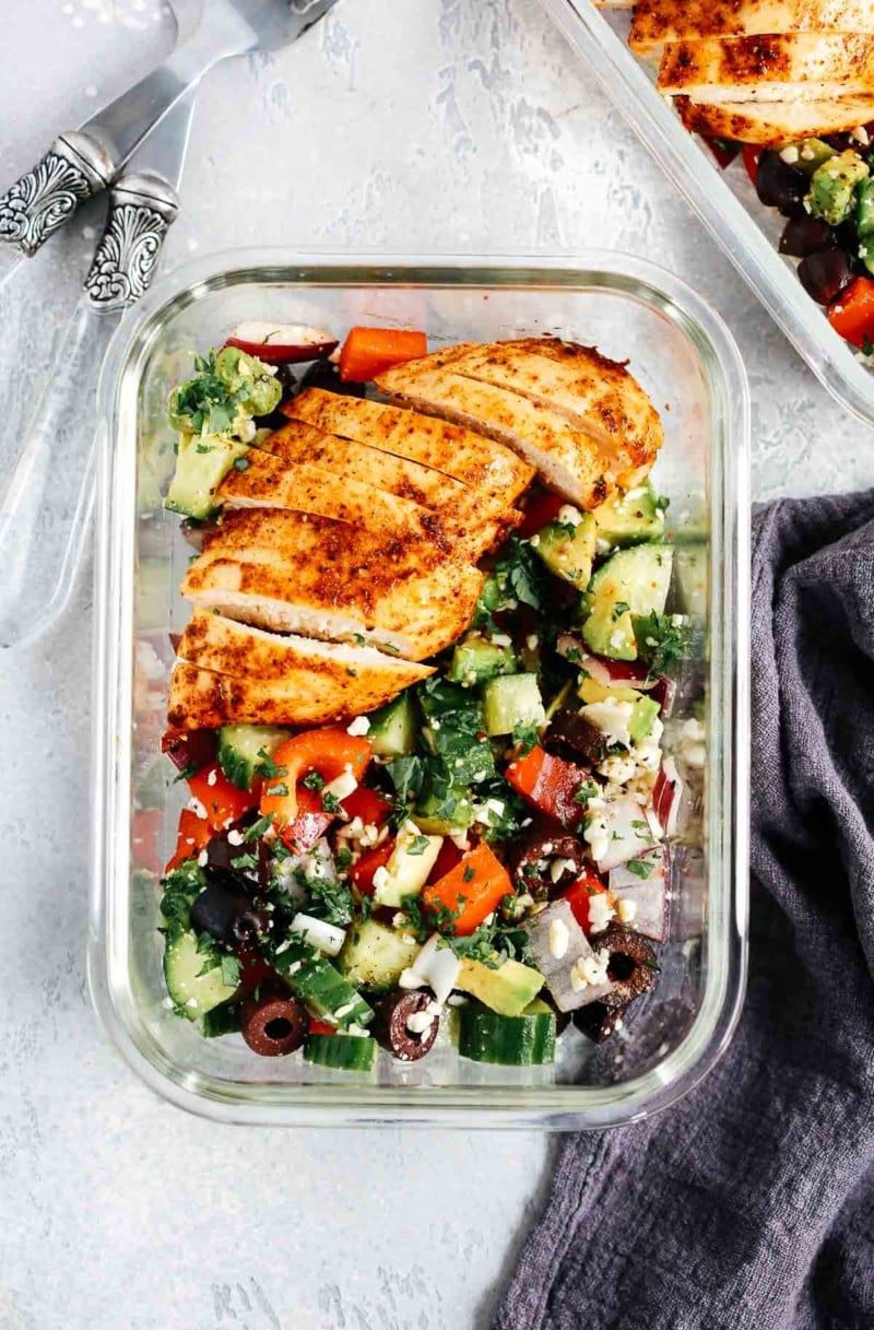  Greek Chicken Salad Meal Prep Bowls